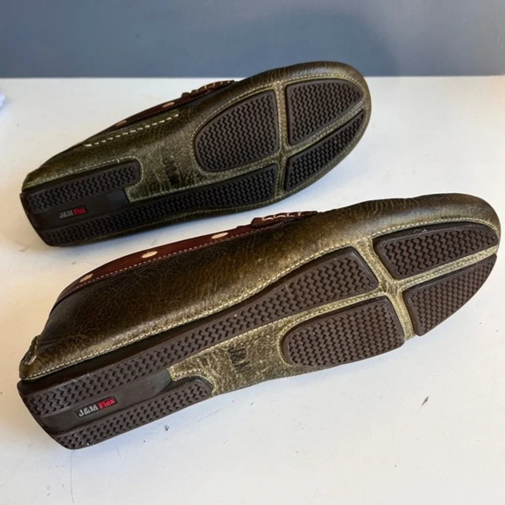 Johnston‎ & Murphy Drivers Penny Loafer Mens 9.5 Green Sheepskin Boat Preppy